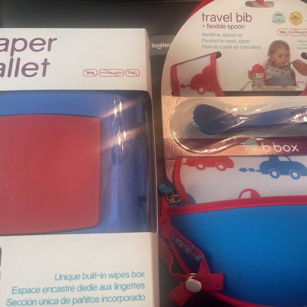 b.box diaper wallet and travel bib bundle